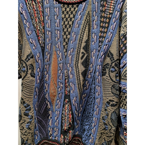 VTG Carlo Alberto Australia Way to cool Blue, Brown GrayPattern Knit Sweater Lg - Picture 4 of 5